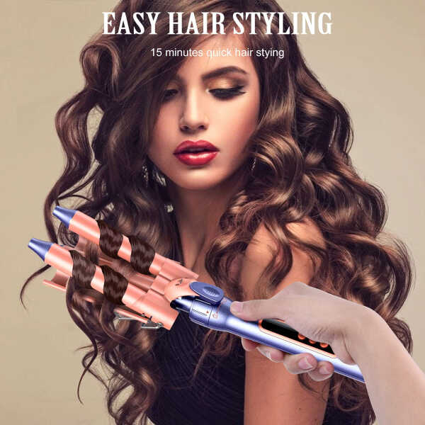 Curling Iron Set,5 in 1 Barrel Curling Wand Set with 0.3"-1.25" Interchangeable Ceramic Triple Barrels Hair Waver,Instant