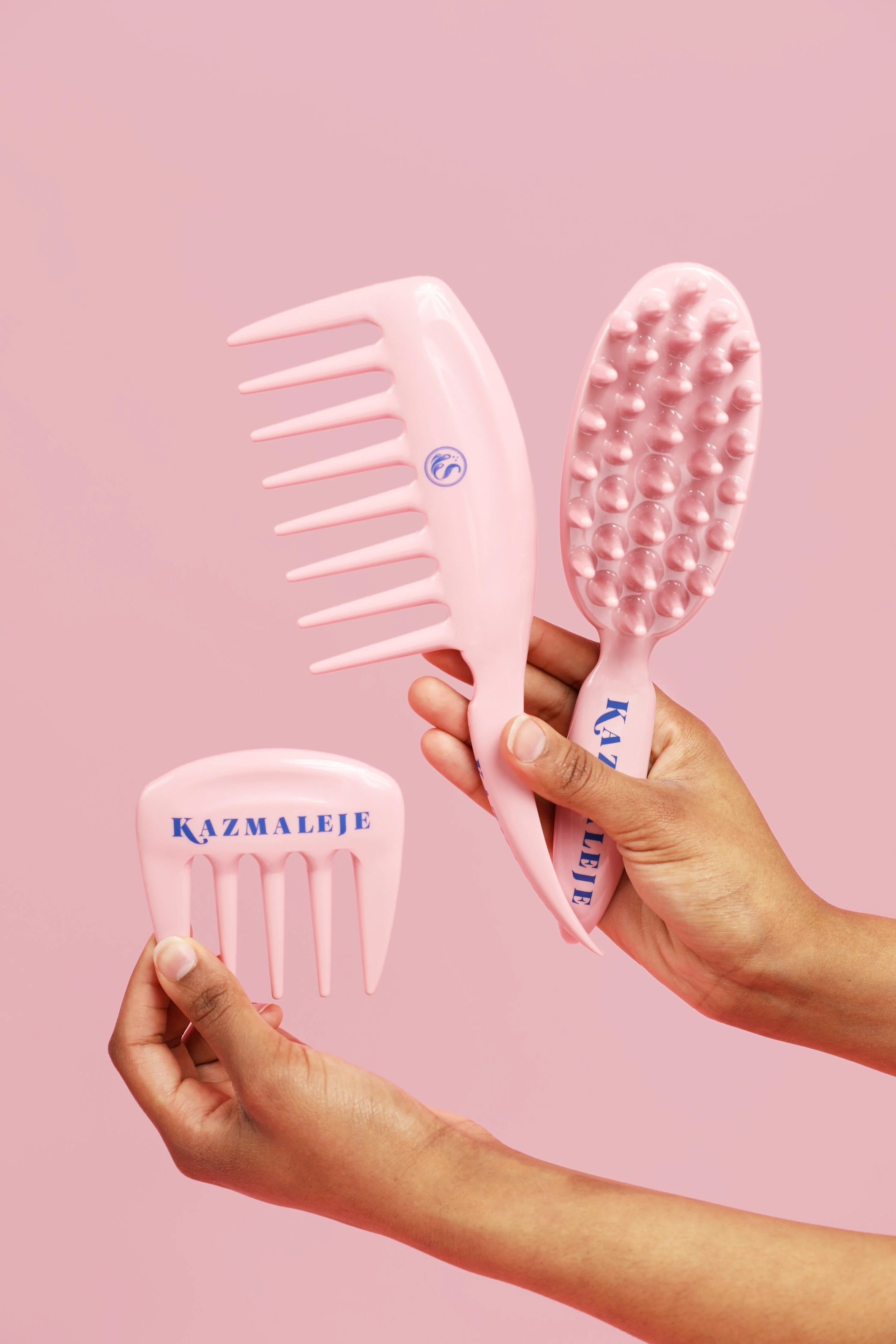 KAZMALEJE Kurls Plus Wide Tooth Hair Comb, Rose
