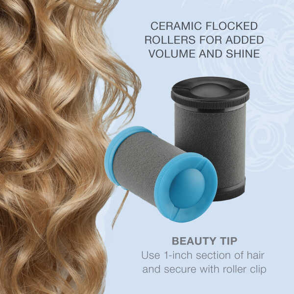 Conair Professional Jumbo and Super-Jumbo Ceramic Hot Hair Rollers, 12 Piece Set, Blue, CHV14XR