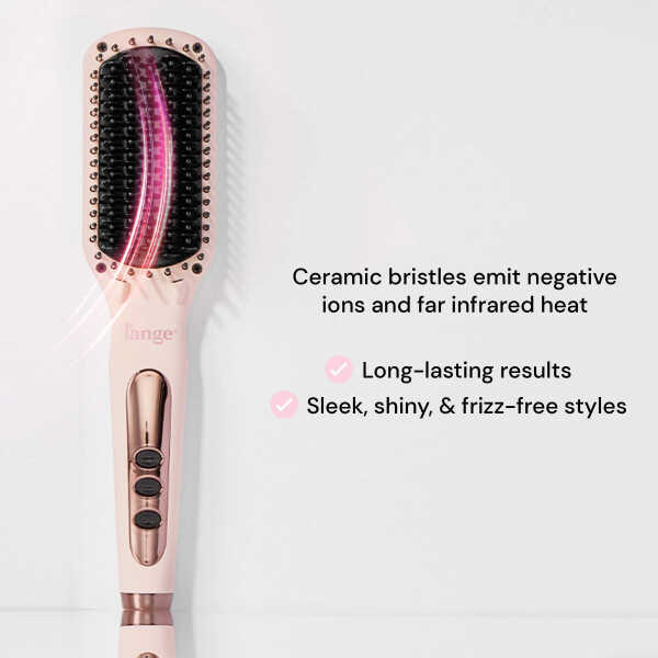 L'ange Hair Le Vite Hair Straightener Brush | Heated Hair Straightening Brush Flat Iron, Black