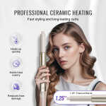 SKYSHALO 8-in-1 Hair Styling Tool, Ceramic 1.25-Inch Wand with 2 Barrels & 2 Brushes, 4 Nozzles for Various Styles, Suitable for