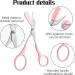 Eyebrow Scissors with Professional Stainless Steel Comb, Eye Trimmer Scissors with Mini Comb, Safety Design, Compact Size, for
