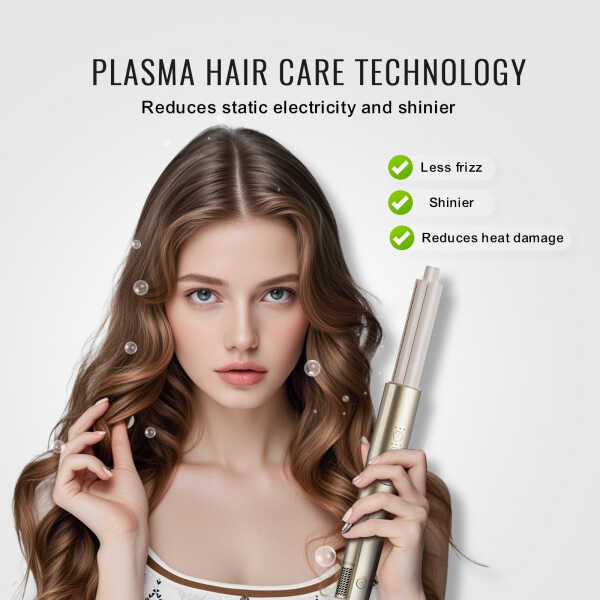 SKYSHALO 8-in-1 Hair Styling Tool, Ceramic 1.25-Inch Wand with 2 Barrels & 2 Brushes, 4 Nozzles for Various Styles, Suitable for