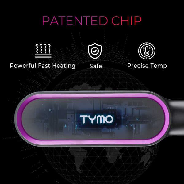TYMO Ring Hair Straightener Brush, Flat Iron Comb, 5 Temp Settings & 20s Fast Heating, Dual Voltage, Gold