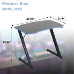 YRLLENSDAN Gaming Collection Z-Shaped Desk with Headphone Hook and Adjustable Feet, Blue