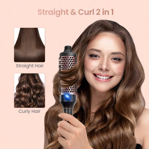 Suerbeaty Curling Iron Brush for Blowout Look, 9 Heat Temps Hot Ionic curling iron 1 1/2 inch Dual Voltage for Traveling