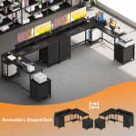 GIKPAL L Shaped Computer Desk, Reversible Gaming Desk with Drawers, Corner Desk with Storage Shelves & Monitor Stand, Home