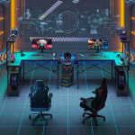 Bestier 42 inch Gaming Desk with LED Lights & Power Outlet, Reversible L Shaped Computer Desk with Hutch & Storage Shelves,