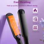 FETERVIC 1.57 Inch Ceramic Hair Straightener, Dual Voltage Flat Iron with 3D Floating Titanium Plates, LCD Display, 60-Min Auto