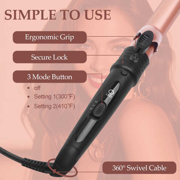 5 In 1 Curling Iron Set, Hair Curling Wand Set with 5 Interchangeable Barrel Curling Wand (0.75"-1.25"), Bubble Wand, Tapered