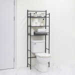 Mainstays 3-Shelf Over the Toilet Steel Freestanding Storage Shelf Unit, Silver, Holds up to 30 lb Capacity
