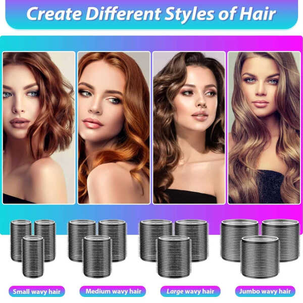 Hair Rollers set, Self Grip Hair Rollers for Long Medium Short Hair, ELASO Jumbo Large medium Hair Curlers