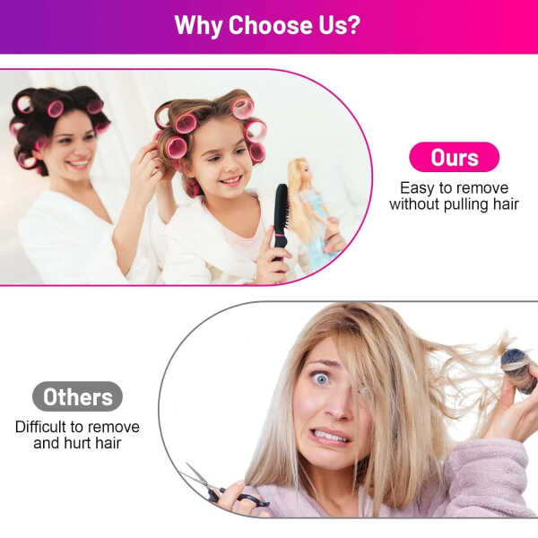 LQQBOX Self-Grip Velcro Curlers for Volume and Blowout Look on Thick, Fine, Medium or Long Hair (6 PCS)