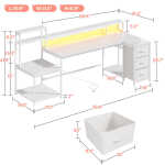 Enhomee 70.9" L Shaped Gaming Desk, Computer Desk with Power Outlet & LED Light, Home Office Desks with Drawers, Black