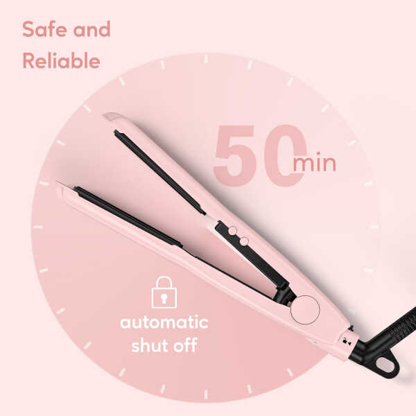 Terviiix 1/2'' Travel Hair Straightener for Heat Adjustable, Mini Portable Ceramic Flat Iron, Black