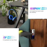 BestOffice Home Office Desk with Cup Holder and Headphone Hook, Blue