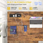 Homieasy L Shaped Desk with Power Outlet & USB Ports, 86.6'' Reversible L-Shaped Gaming Desk with Monitor Stand & LED Strip, 2