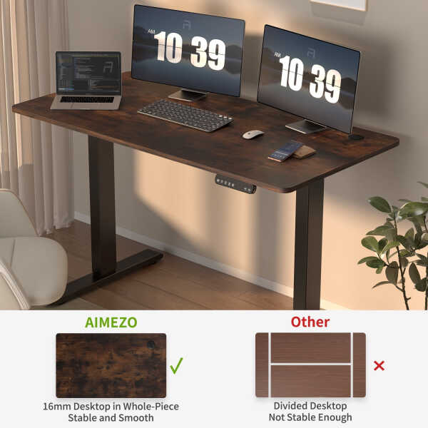 AIMEZO Electric Standing Desk, 48 x 24 inch Adjustable Height Desk with Whole-Piece Tabletop, Stand up Desk for Home Office