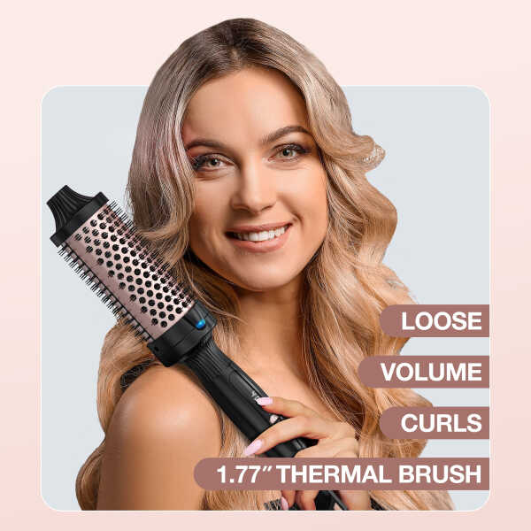 Terviiix 1.5" Thermal Brush, Ceramic Tourmaline Ionic Hair Curling Wand