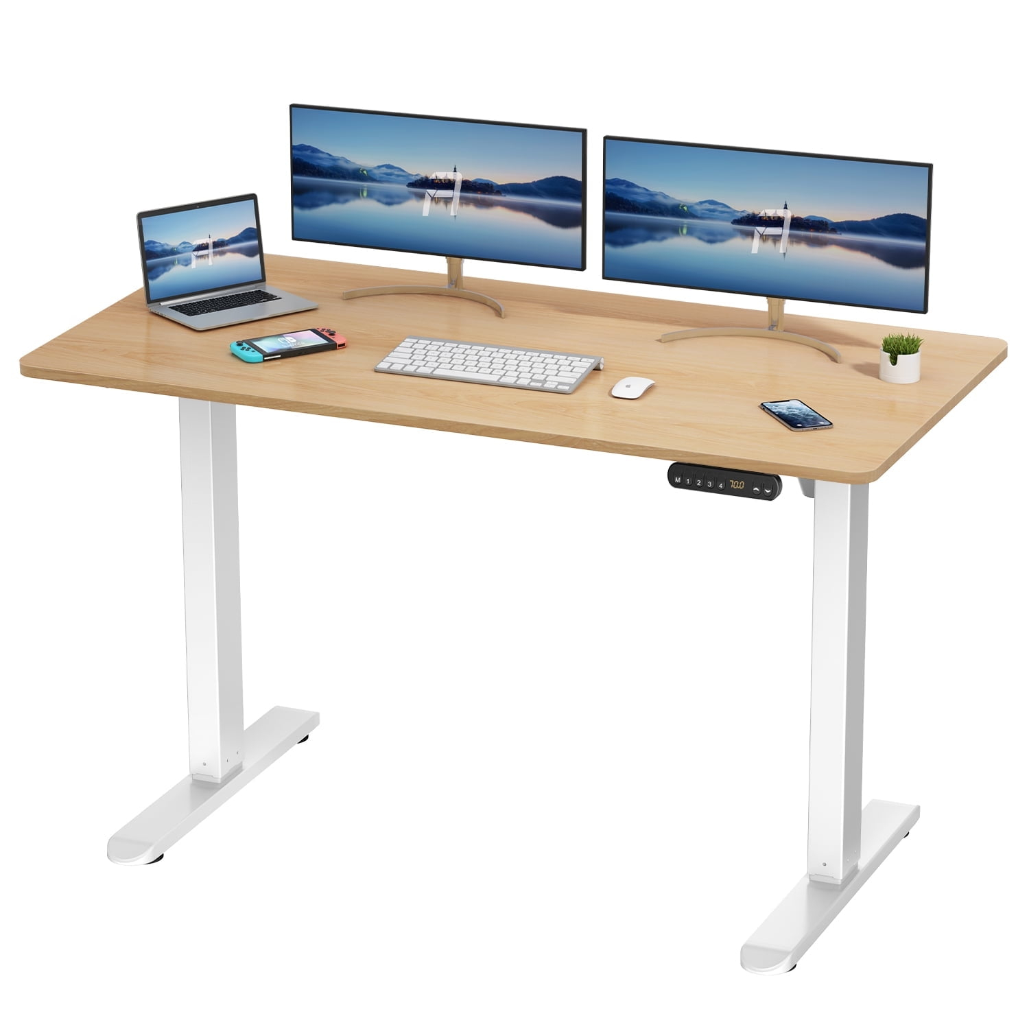AIMEZO Electric Standing Desk, 48 x 24 inch Adjustable Height Desk with Whole-Piece Tabletop, Stand up Desk for Home Office