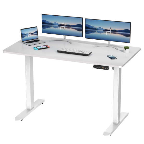 AIMEZO Electric Standing Desk, 48 x 24 inch Adjustable Height Desk with Whole-Piece Tabletop, Stand up Desk for Home Office