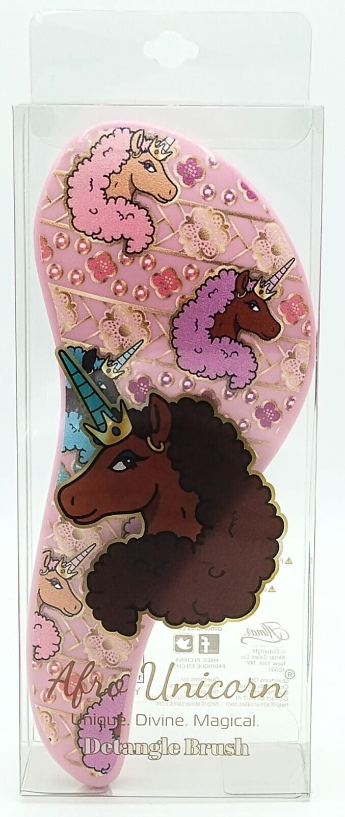 Afro Unicorn Unique Divine Magical Detangle Hairbrush Blue