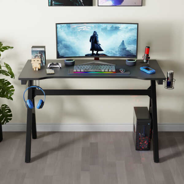 BestOffice Home Office Desk with Cup Holder and Headphone Hook, Blue