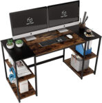 Bestier 55 Inches Computer Desk PC Laptop Table with 4 Storage Shelves in Rustic Brown
