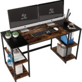 Bestier 55 Inches Computer Desk PC Laptop Table with 4 Storage Shelves in Rustic Brown