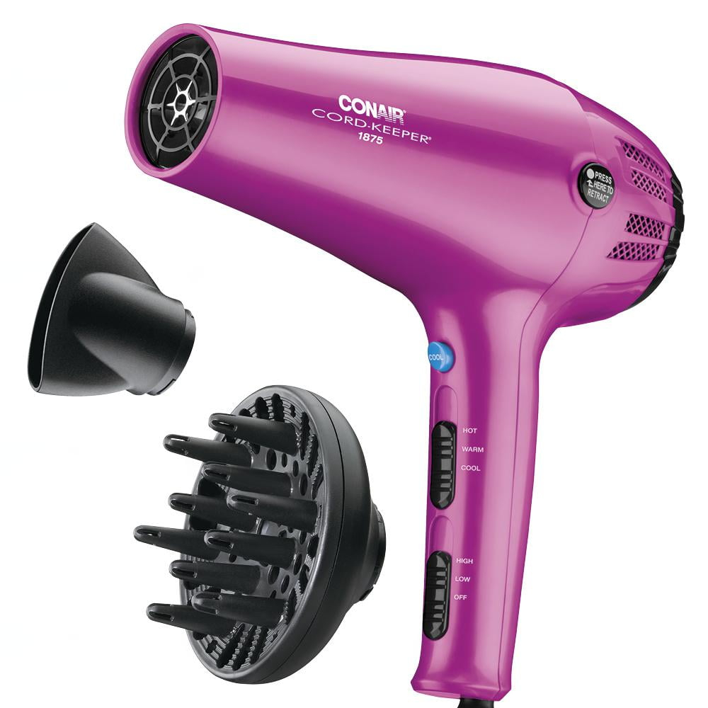 Conair 1875 Watt Cord-Keeper Hair Dryer with Ionic Conditioning, Pink