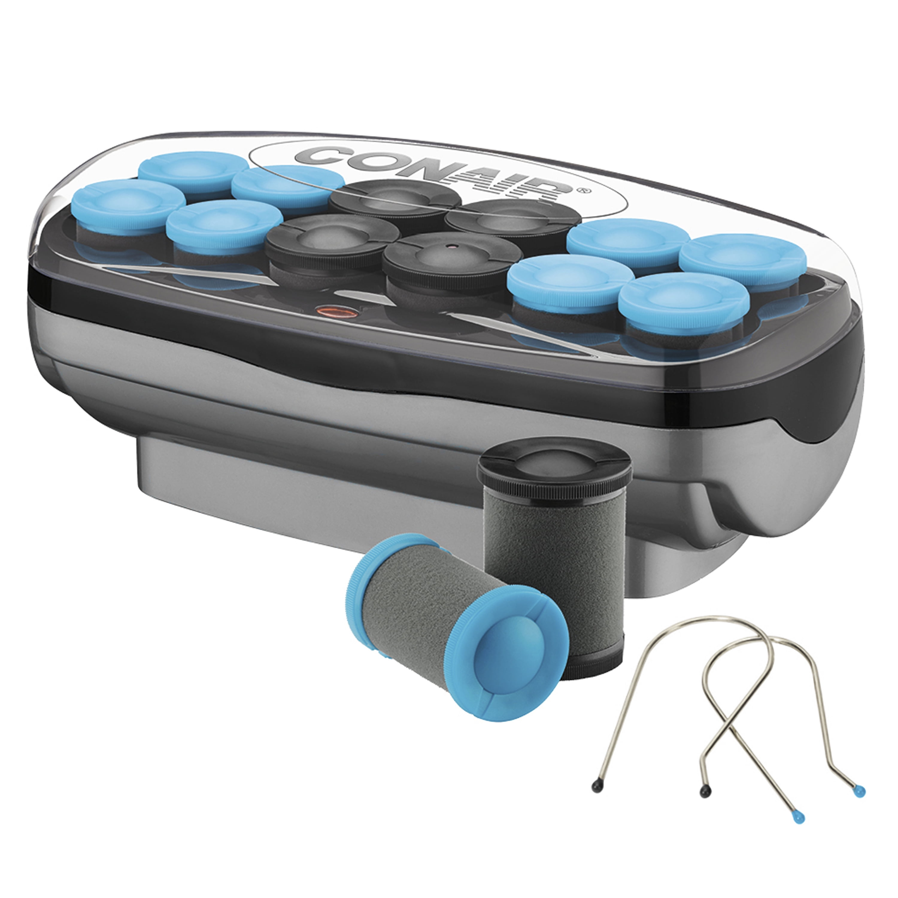Conair Professional Jumbo and Super-Jumbo Ceramic Hot Hair Rollers, 12 Piece Set, Blue, CHV14XR