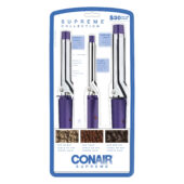 Conair Supreme Triple 0.5", 0.75", 1" Ceramic Spring Curling Iron, Purple, 3 Piece, CB433W2N