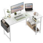 DESINO 40 Inch L-Shaped Computer Desk with Storage Shelves Home Office Corner Desk Study Writing Table, Black