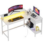 Fairy L Shaped Gaming Desk, 43in Computer Desk with Charging Port (Black)