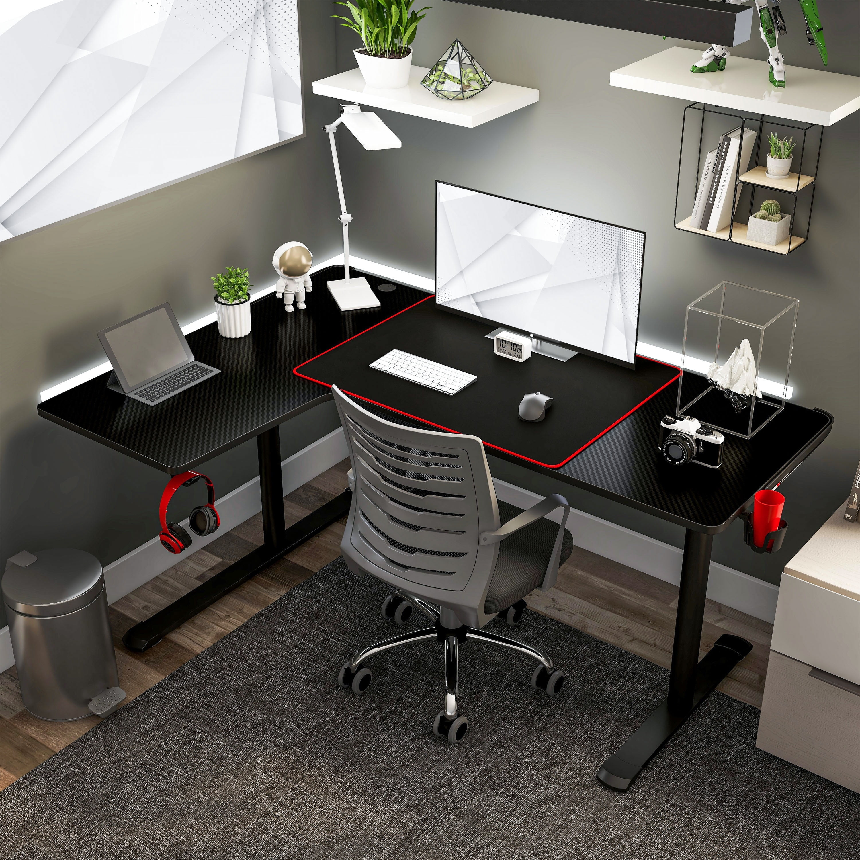 Furniture of America Devan Contemporary Black 65-inch Metal Computer and Gaming Desk by