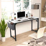 CONCETTA Computer Desk, 31 Inch with Storage Bag and Iron Hooks for Home, Office, Black