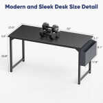 CONCETTA Computer Desk, 31 Inch with Storage Bag and Iron Hooks for Home, Office, Black