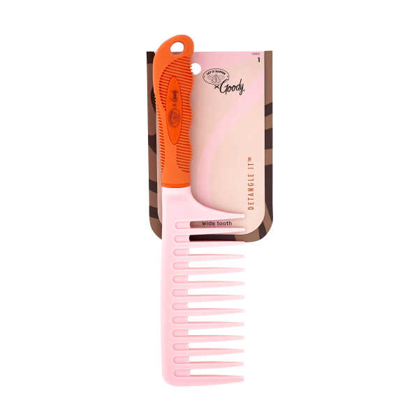 Goody Tru X Let It Happen Collab Wide-Tooth Comb With Handle for Ouchless&reg Detangling Pink, 1CT