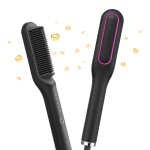 Goolioo Hair Straightener Brush, Ionic Hair Straightening Comb, Anti-Scald, Ceramic Coating, Black