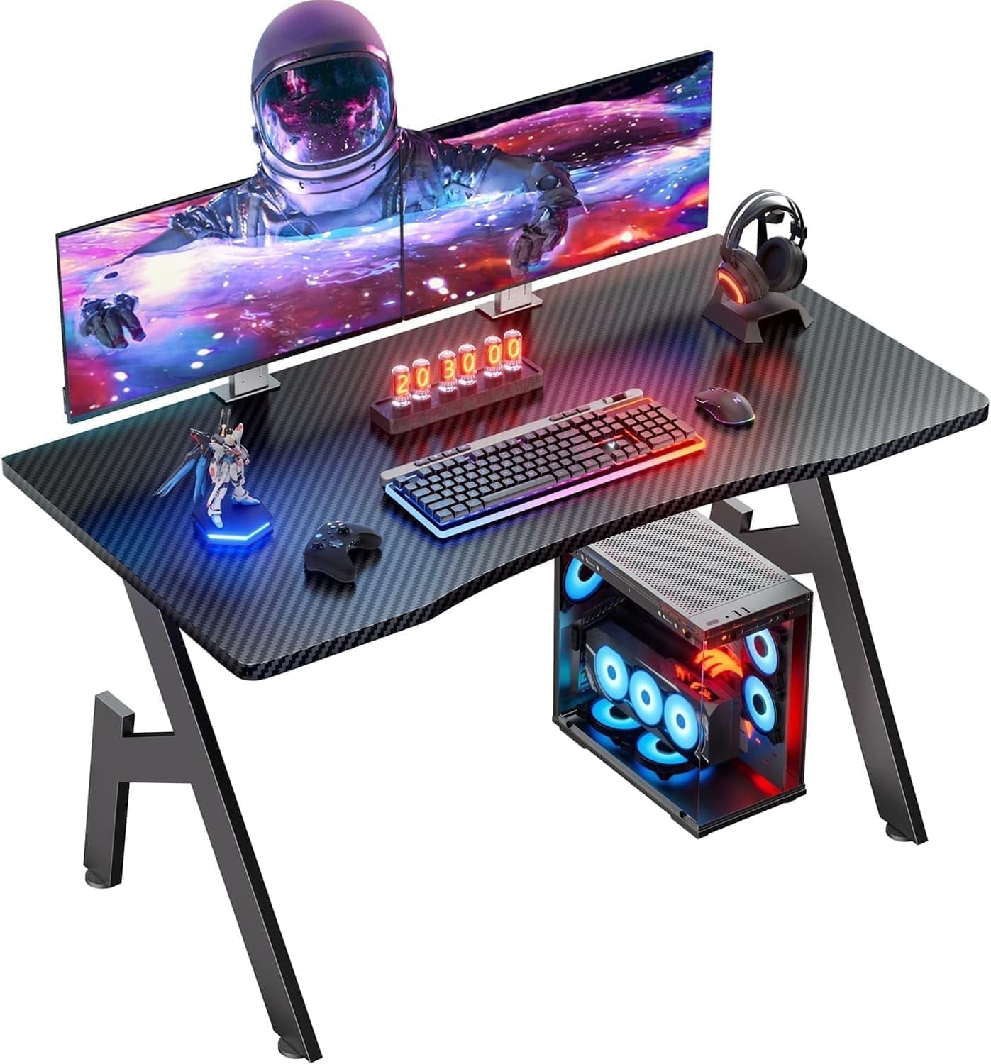 HLDIRECT 47 inch Gaming Desk, Ergonomic Gamer Table, Computer Table, Pc Workstation
