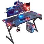 HLDIRECT 40 inch Gaming Desk with LED, Ergonomic Computer Table for Adult and Teen, Black