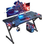 HLDIRECT 40 inch Gaming Desk with LED, Ergonomic Computer Table for Adult and Teen, Black