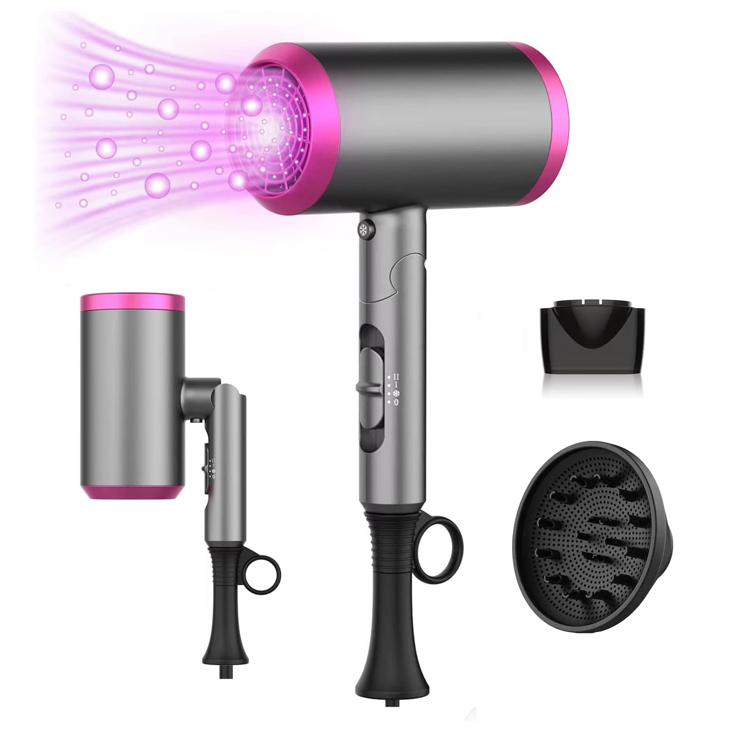 Hair Dryer, SZRSTH 1800W Professional Ionic Blow Dryer for Hair Care, 2 Concentrator Nozzle 1 Diffuser Home Salon Travel
