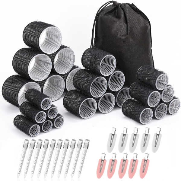 Hair Rollers set, Self Grip Hair Rollers for Long Medium Short Hair, ELASO Jumbo Large medium Hair Curlers