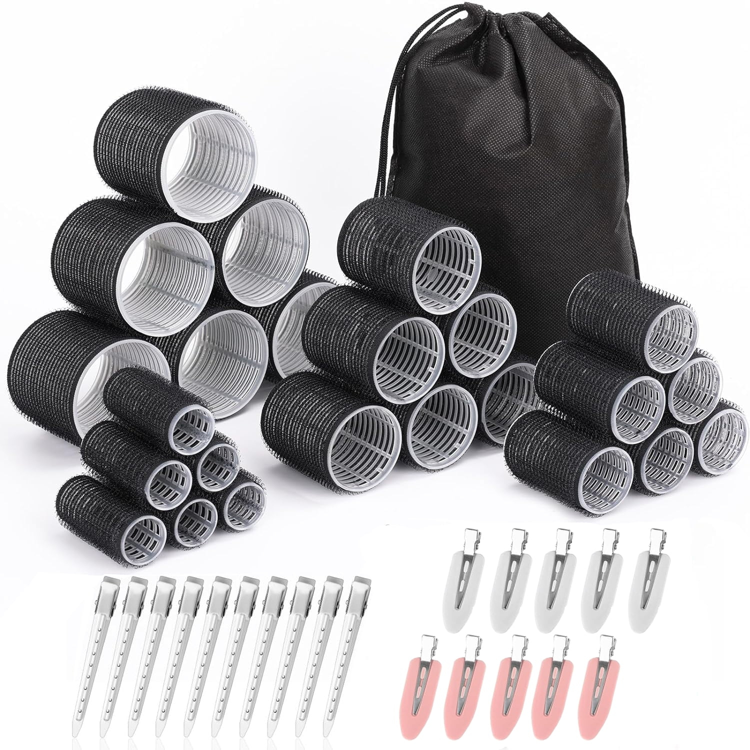 Hair Rollers set, Self Grip Hair Rollers for Long Medium Short Hair, ELASO Jumbo Large medium Hair Curlers
