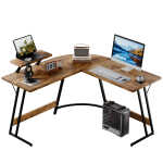 Homall L-Shaped Gaming Desk 51.2 Inches Corner Office Desk with Removable Monitor Riser, Black