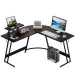 Homall L-Shaped Gaming Desk 51.2 Inches Corner Office Desk with Removable Monitor Riser, Black