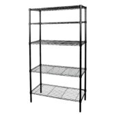 Hyper Tough 5-Tier Wire Storage Shelves, 36" W x 16" D x 72" H, 1750 lb Load Capacity, Black