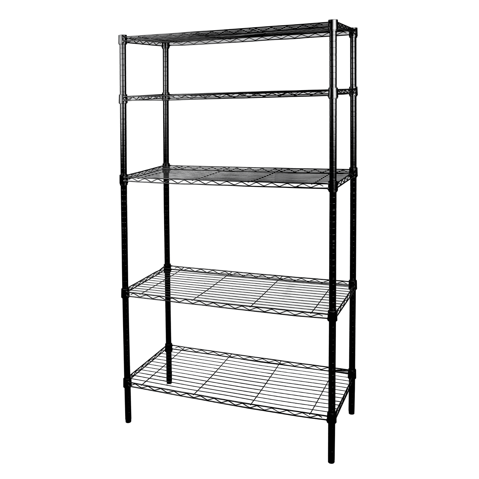 Hyper Tough 5-Tier Wire Storage Shelves, 36" W x 16" D x 72" H, 1750 lb Load Capacity, Black