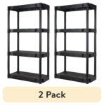 Hyper Tough Black Plastic 4-Tier 56.2" H x 30"" W x 13.8" D, 280lb Total Capacity